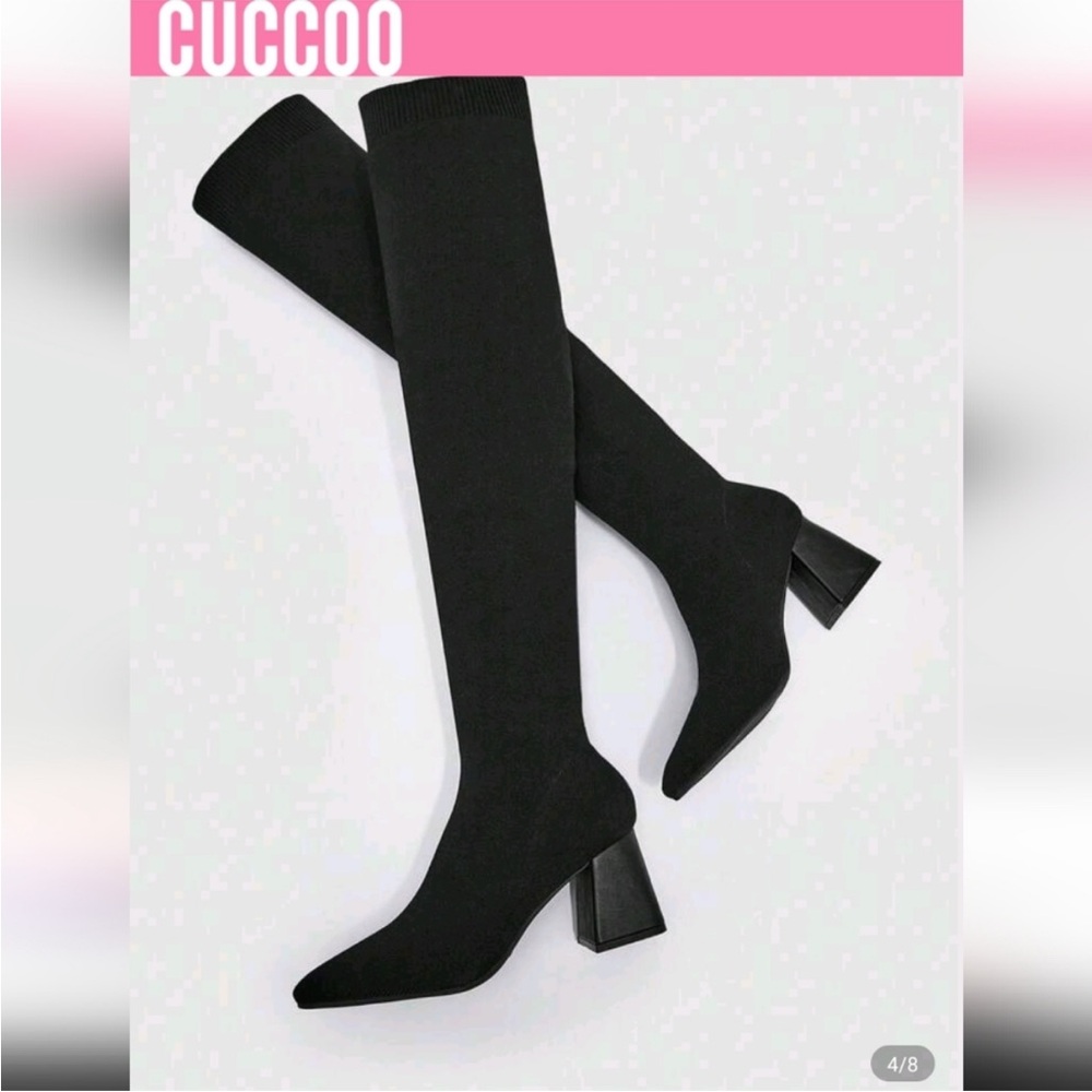 Cuccoo Women's Chic Black Over the Knee Boots